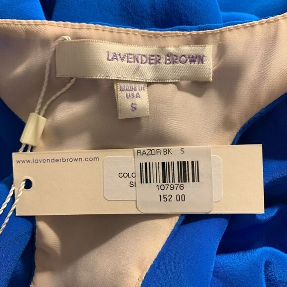 Lavendar Brown Womens Tank Top Blue Silk V Neck Racerback Size Small - Picture 10 of 13